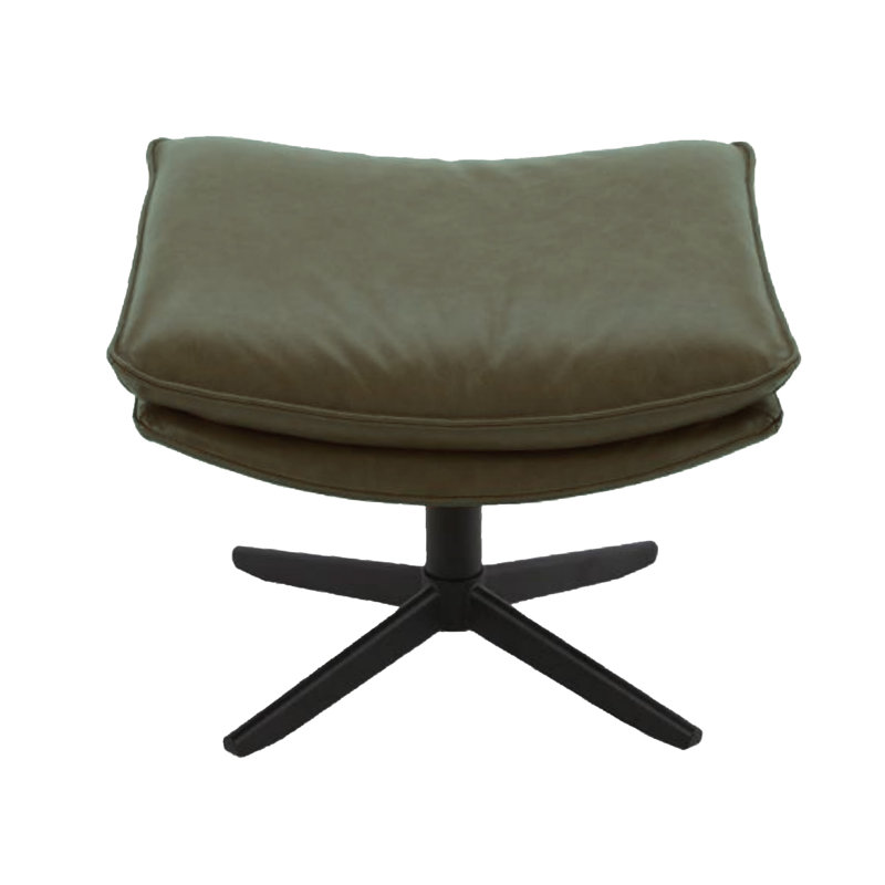Repose-pieds en cuir véritable Delana, Vert