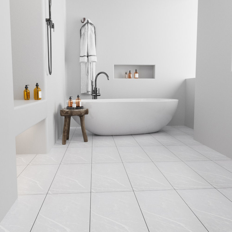 30 x 60cm Set of 28 Stone-effect Self-adhesive PVC Flooring, Grey