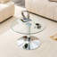 Table basse de 27,5 pouces en verre trempé avec base en métal argenté, bord luxueux pour intérieurs modernes et luxueux-846453770