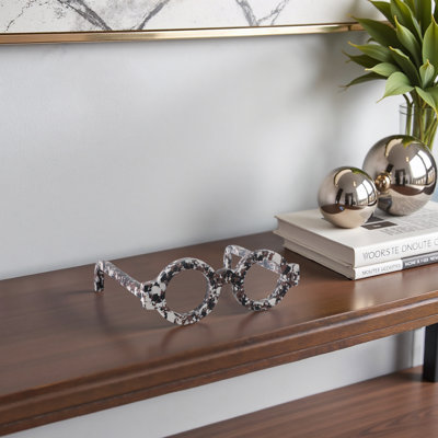 Stone Eyeglasses Shaped Decorative Object With Sculptural Design