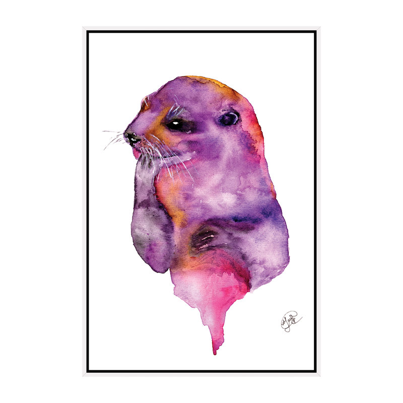 Loutre, art sur toile, Toile blanche encadrée, H 60 po x l 40po x P 1,5 po