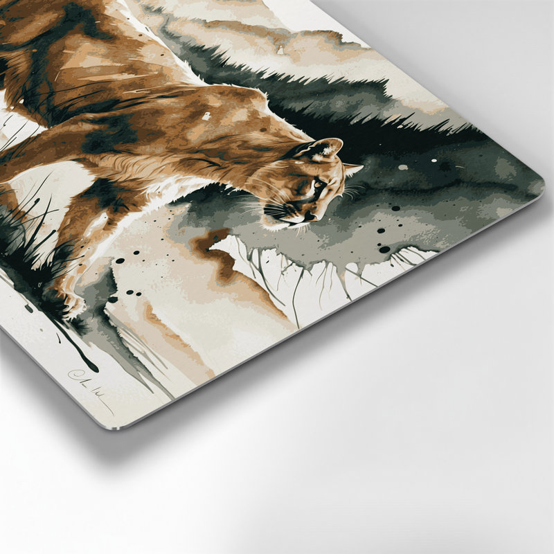 «Big Cats Mountain Lions», art mural en métal beige, H 12 po x l 18 po