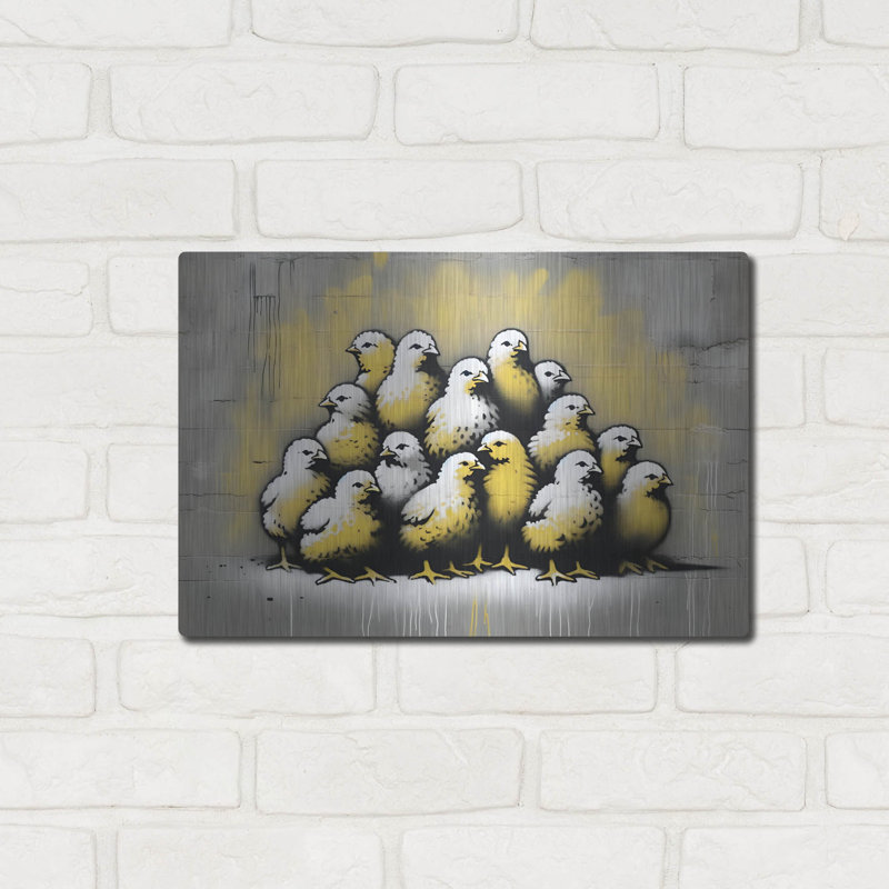 Art mural en bois August Grove® «Chickens» par Andreas Magnusson, H 12 po x l 16 po