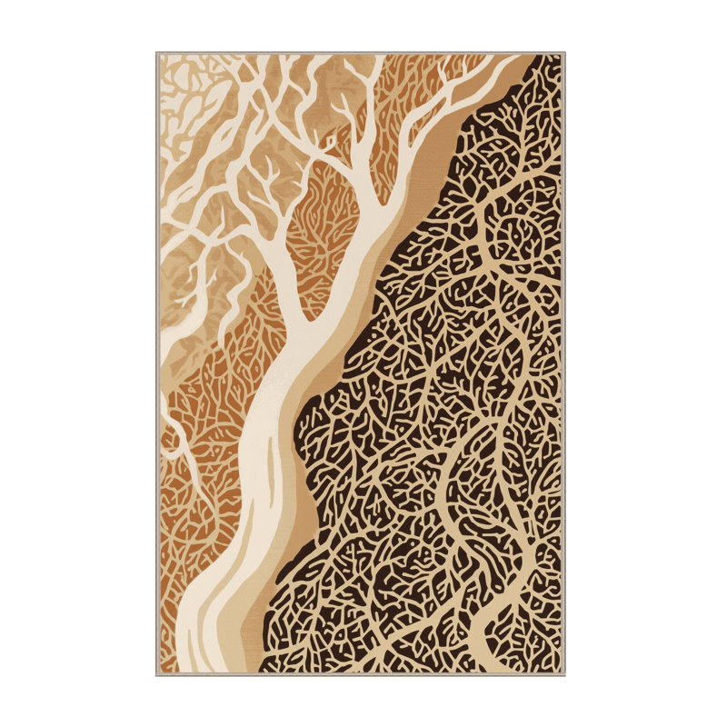Tapis beige lavable à la machine Pegah, 7 x 10