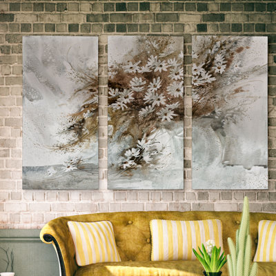 «Daisy Arrangement», ensemble de 3 reproductions sur toile