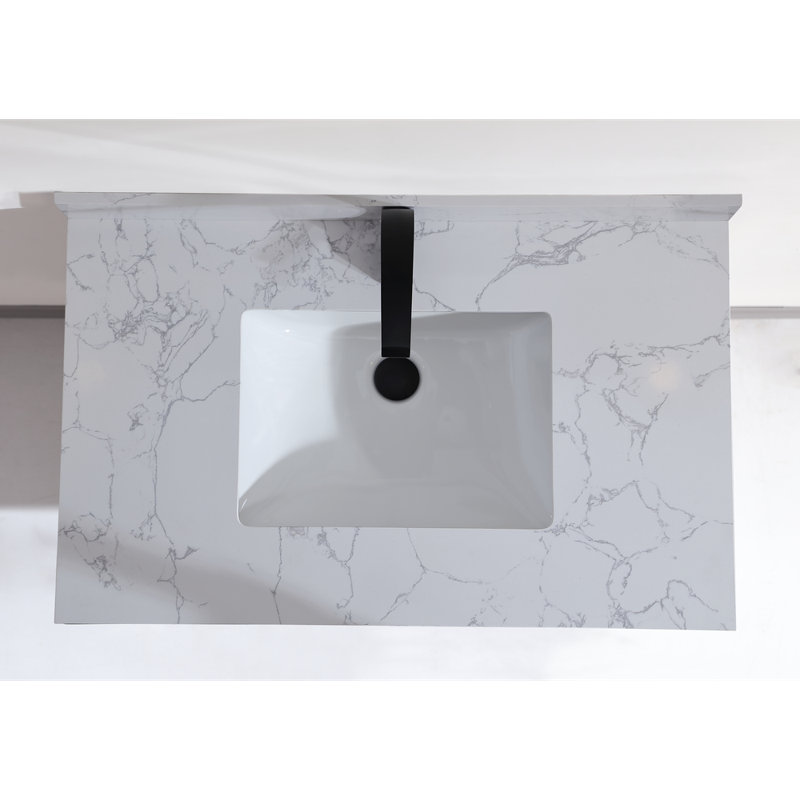 36" Freestanding Standard Single Bathroom Vanity with Top, White