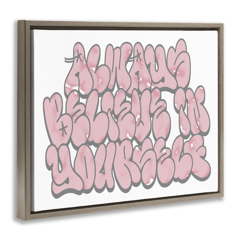 Believe in Yourself Graffiti Floating Frame, design by Marcus Prime, 17" H x  21" W, Montalcino Elm Floater Frame
