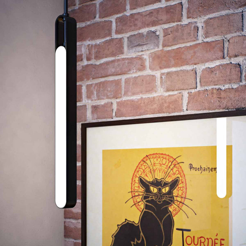 Luminaire suspendu DEL LUX Highline (simple), laiton, Noir chromé