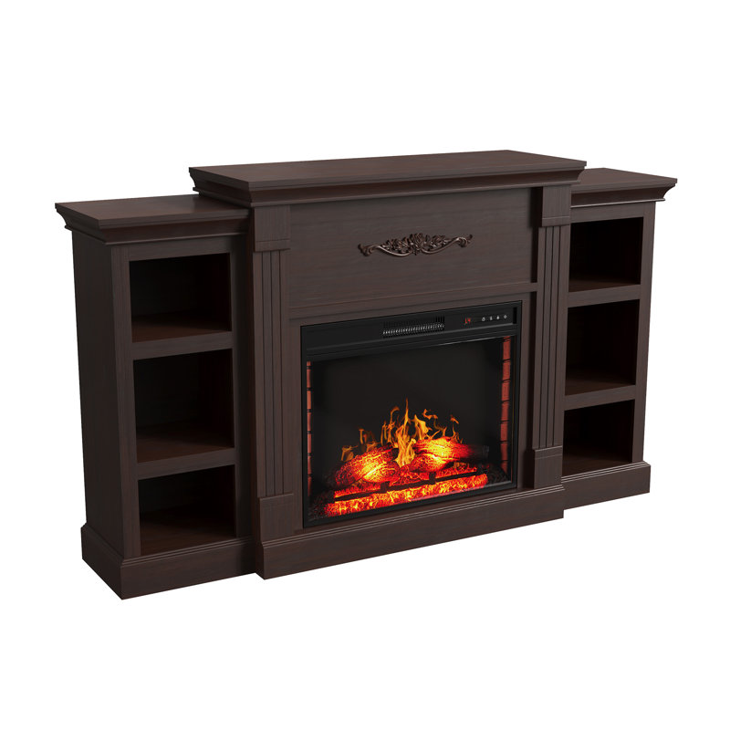 Cheramie 70.2'' W Electric Fireplace with 5000 BTU, Brown