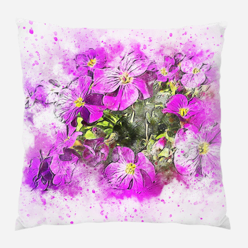 Coussin décoratif fleur Pinkston, Microsuède, Intérieur