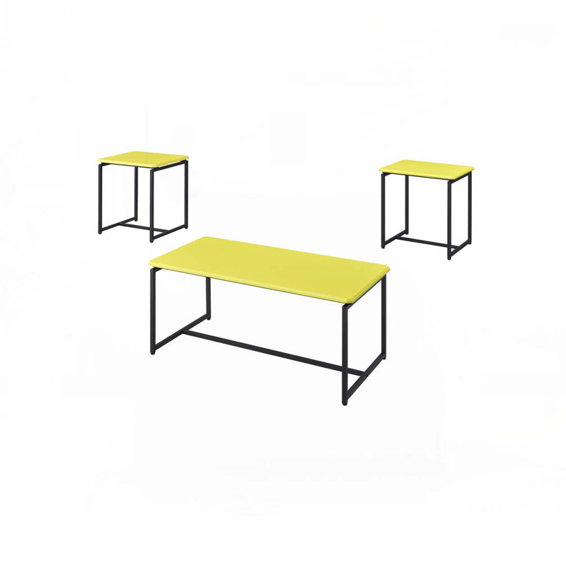Kapp Coffee Table,3 Piece Coffee Table and End Table Set,Trestle Leg, Yellow