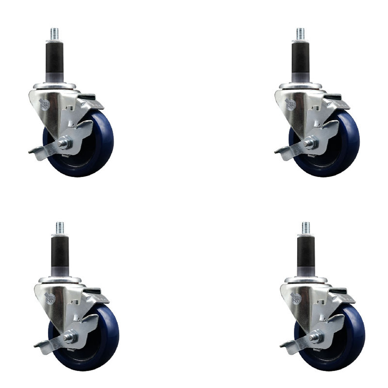 Ensemble de roulettes extensibles pivotantes 3,5 po en polyuréthane solide 1-1 / 8 po SS SCC