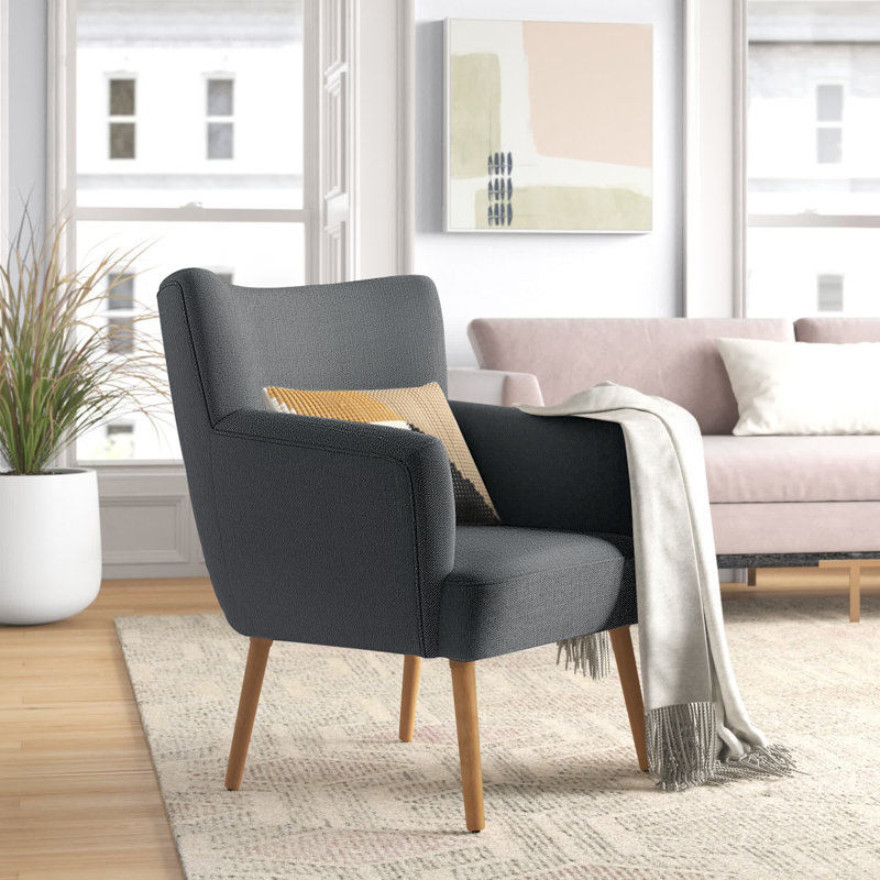 Paolini Upholstered Wingback Chair, Grey Linen