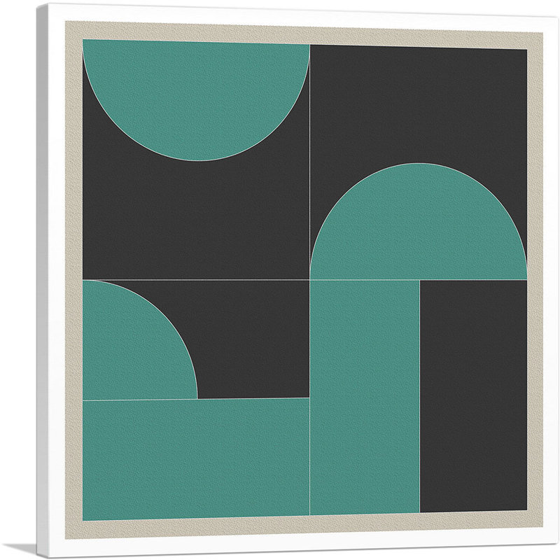 Reproduction d'art graphique sur toile Mid-Century moderne noir et bleu sarcelle, H 18 po x l 18 po x P 0,75 po