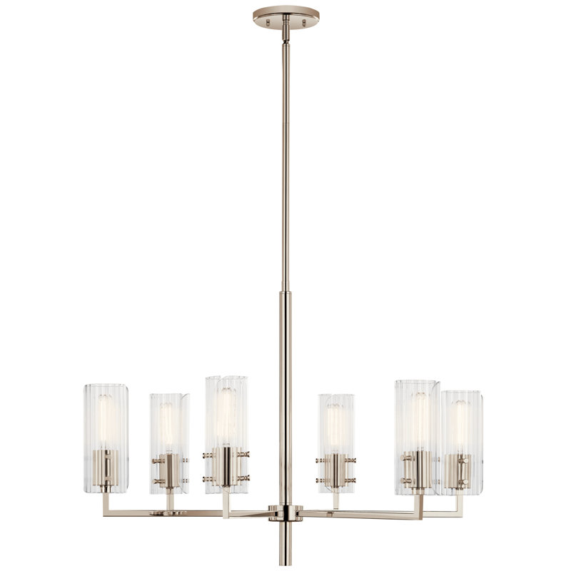Lustre 6 lumières 30,25 po, Nickel poli