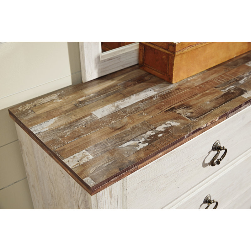 Whitewashed Coastal Charm 2-Drawer Nightstand with USB Ports