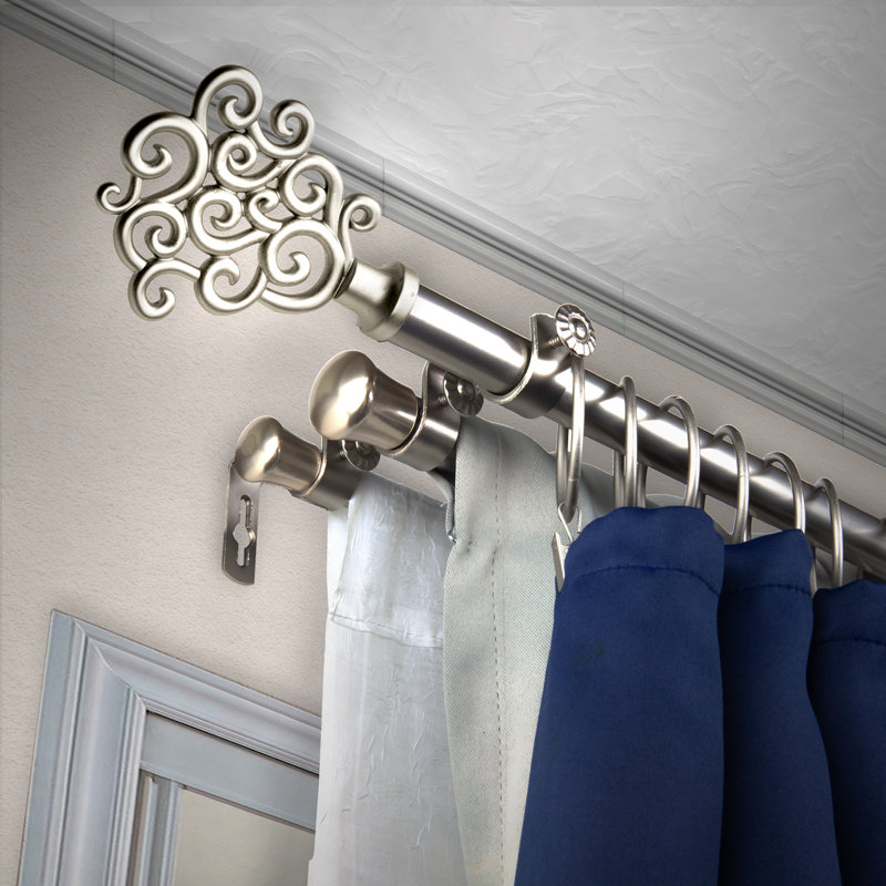 Abinadi Steel Adjustable 0.81'' Triple Curtain Rod, 28" - 48", Satin Nickel