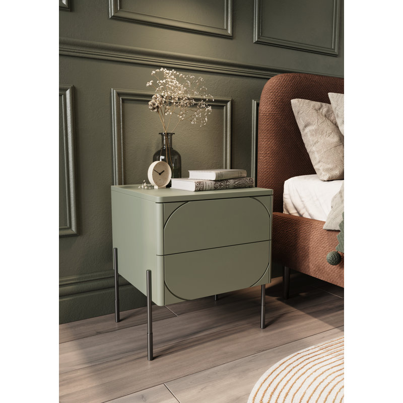 Mekka 49cm W Bedside Table, Olive