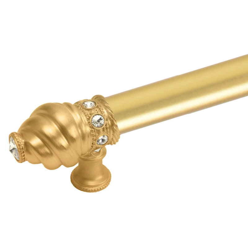Caché avec une longue poignée centrale de 5/8 po et 23 cristaux transparents Swarovski avec entretoise centrale, 12", Doré