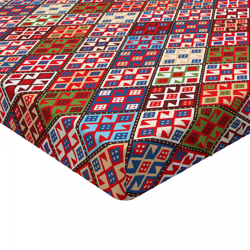 Microfiber Geometric Fitted Sheet, Full Fitted Sheet