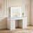 Pre-assembled Vanity Set with High-Definition Glass Top, LED Mirror, Power Outlet, 13 Drawers & Crystal Knobs-894317933