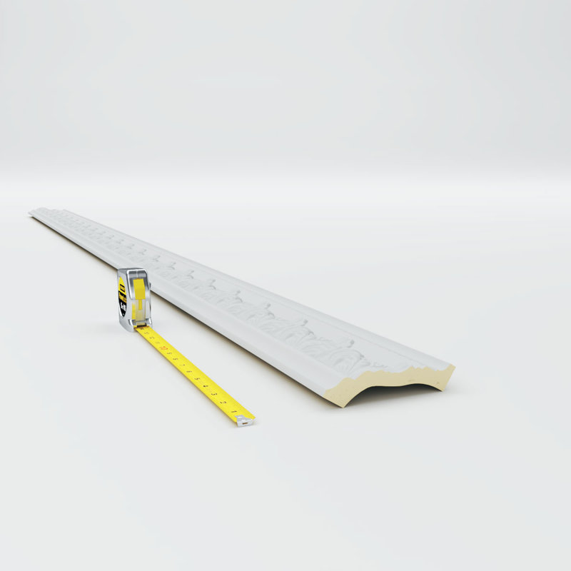 Devon White Polyurethane Intricate Crown Moulding, 94.5" Length