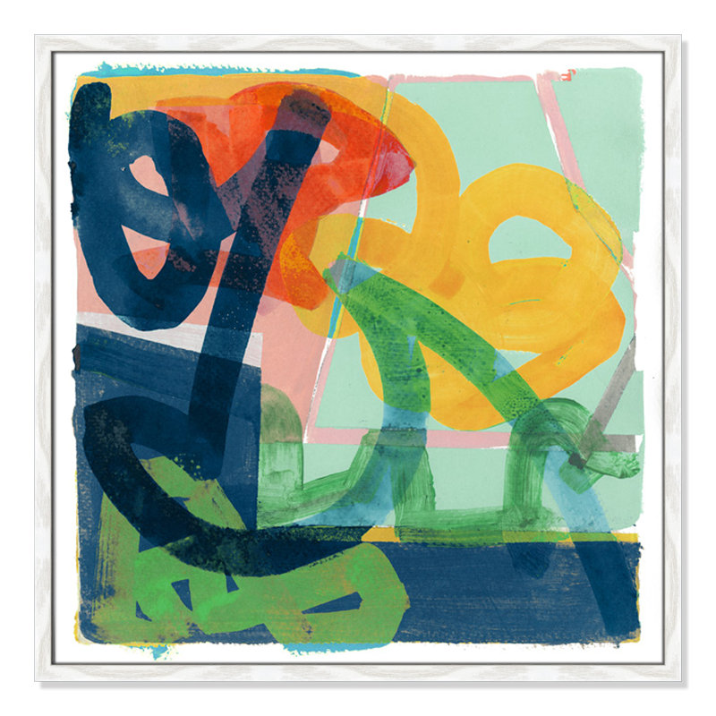 «Dwyer Link» par Cartissi - peinture encadrée, Cadre blanc, H 27,5 po x l 27,5 po x P 0,75 po