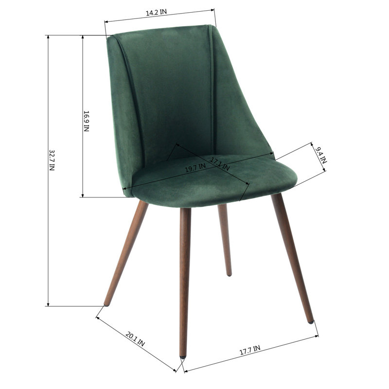 Tyrell 47cm H Velvet Upholstered Side Chair, Green