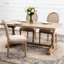 Ensemble de 2 chaises de salle à manger à dossier ovale vintage français - Revêtement en bois massif et lin