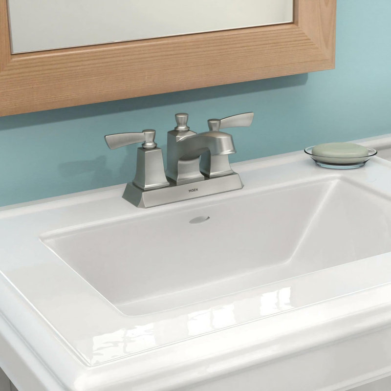 MOEN Conway Two-Handle Centerset Bathroom Faucet with Drain Assembly in Spot Resist Brushed Nickel