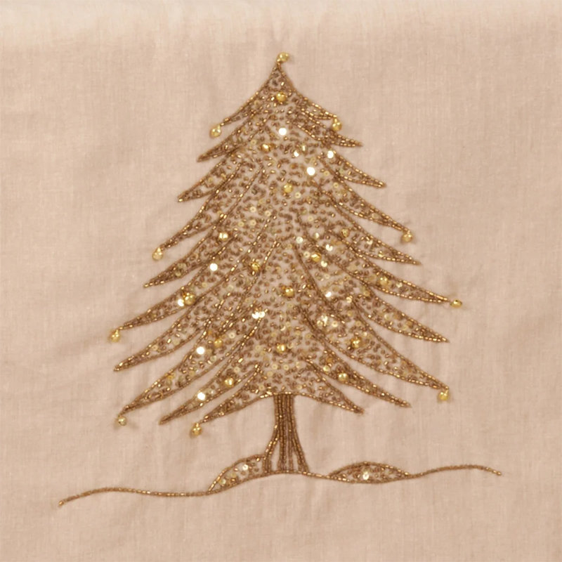 Jupe d'arbre de Noël ornée de perles dorées 53 po, Doré, L 53 po