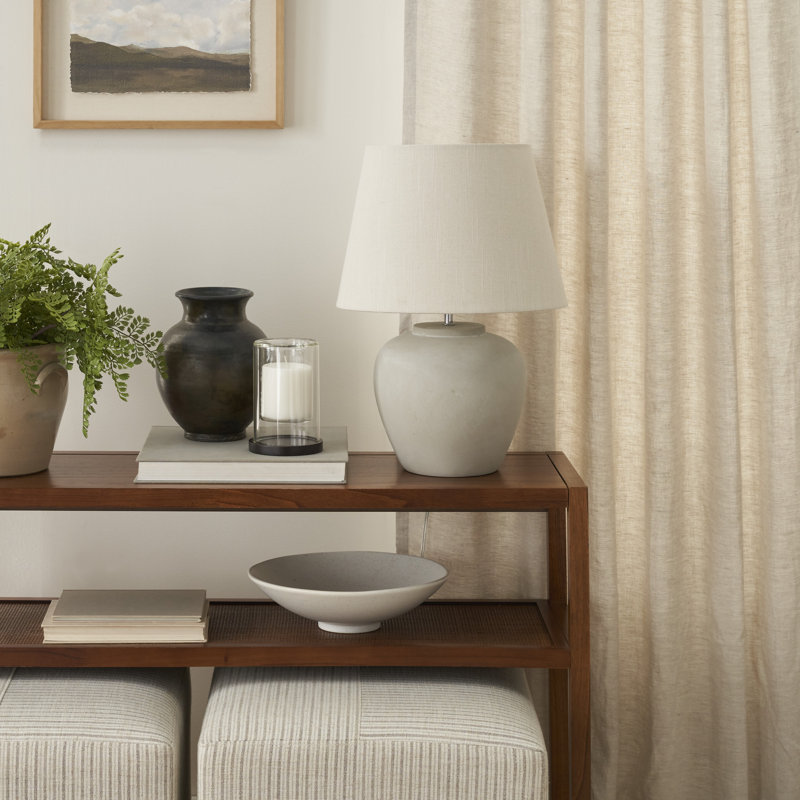 Leisha Ceramic Table Lamp, Light Gray