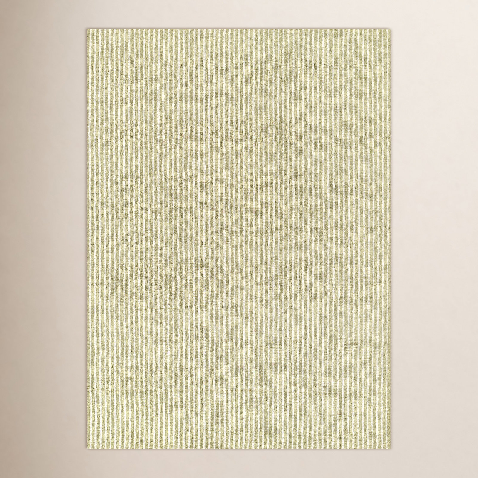 Lola Green Hand-Tufted Striped Wool Rug, Rectangle 2' x 3'