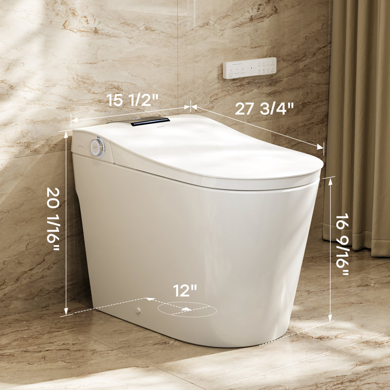  HOROW T39 Smart Bidet Toilet with Auto Open/Close, Auto Flush, Foam Shield, Heated Seat, Ambient Lighting & Built-In Tank, 0.8/1.28 GPF Dual Flush