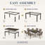 Ensemble de salle à manger d'extérieur 7 pièces, table en métal, 6 chaises en textilène-1218938339