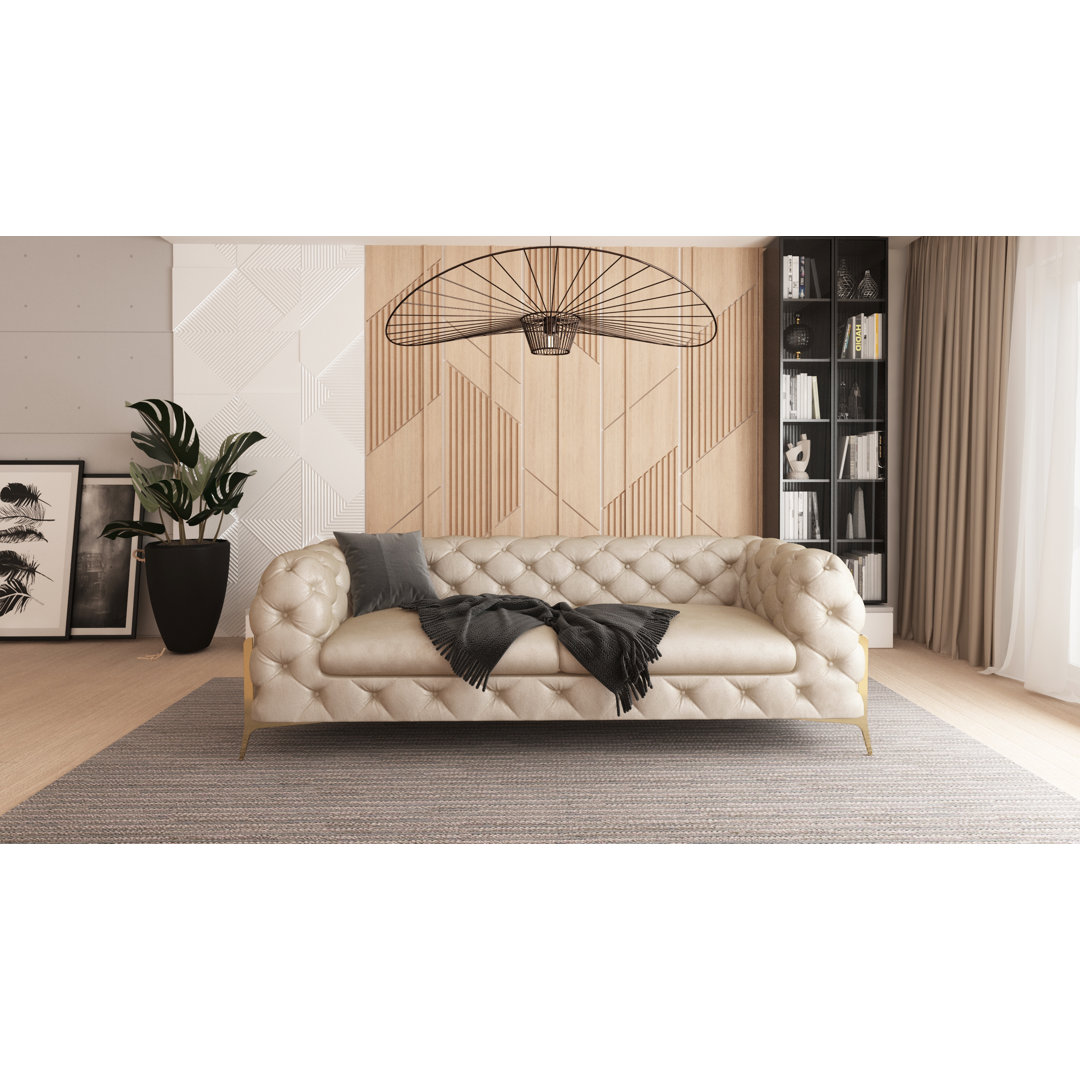 Chesterfield Sofa 3-Sitzer Laurel mit Goldene Metall Füßen