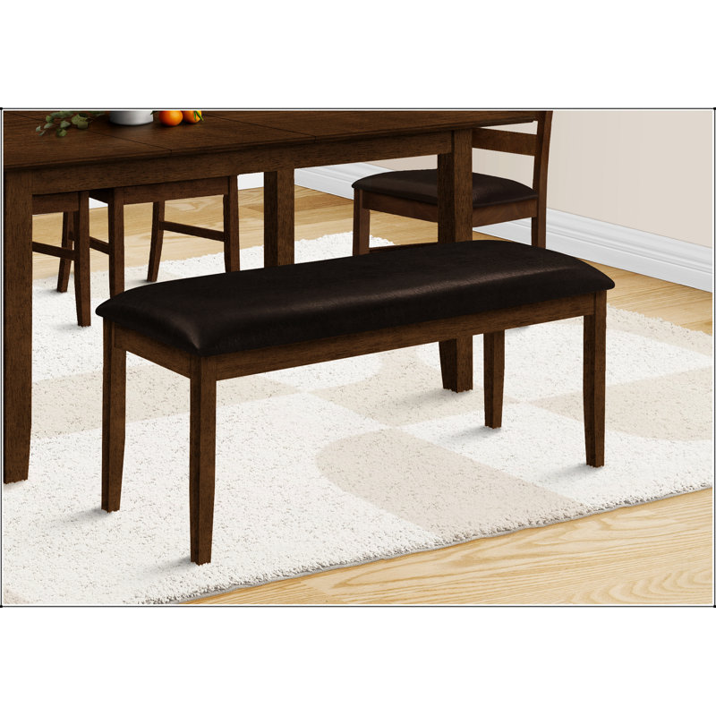 Bench, 48" Rectangular, Dining Room, Entryway, Hallway, Kitchen, Upholstered, Wood,  Solid Wood,  Leather-look, Transitional