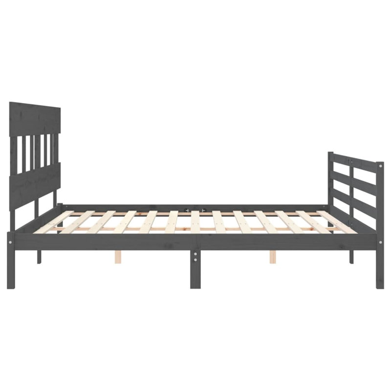 Lochridge Solid Wood Bed, 200 x 200 cm, Grey