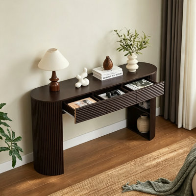 Mid-Century Three-Drawer Console Table