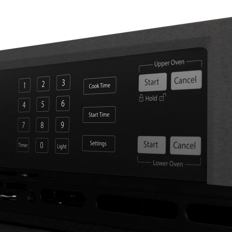 ZLINE Autograph 30 in. True Convection Double Wall Oven in Black Steel with Gold Helix Handles