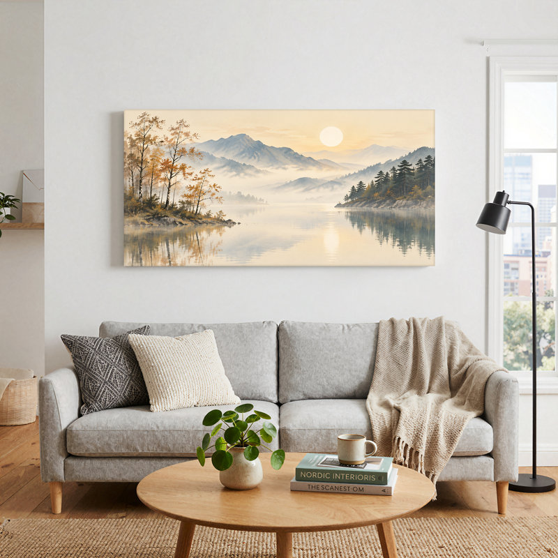 Art mural sur toile Misty Mountain Range, L 20 po x H 10 po