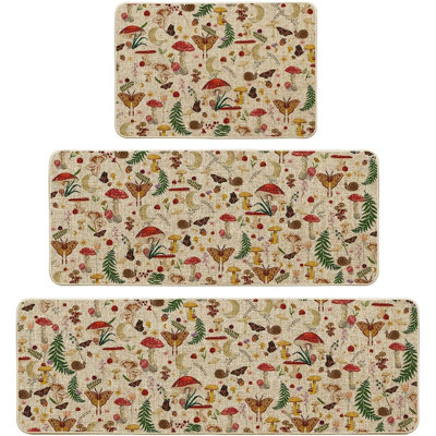 Floral Polyester Water Resistant Anti-Fatigue Non-Skid Kitchen Mat
