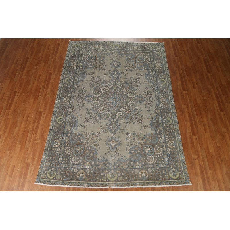 Tapis persan Tabriz patiné délavé surteint 8 x 11