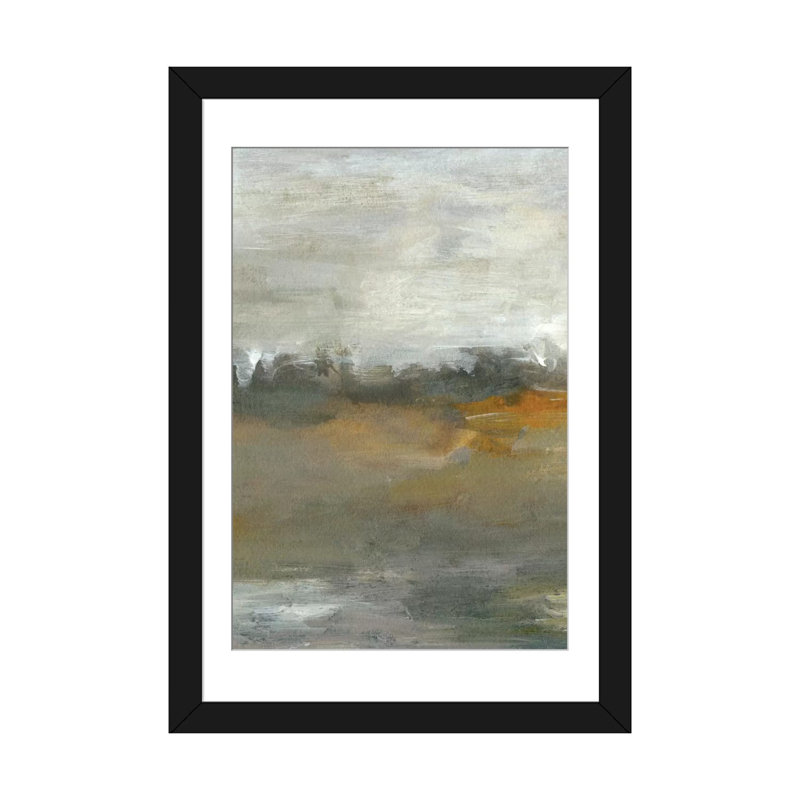 « early brume i », reproduction d’art sur toile, H 32 po x l 24 po x P 1 po, Papier d'art encadré noir, Blanc