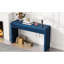 Console rustique, tiroirs cannelés, bleu marine, placage frêne, pieds réglables, idéale pour le sol, plateau, rangement avec tiroirs, base bleu marine, en bois, pour salon ou couloir, support de plateau, capacité