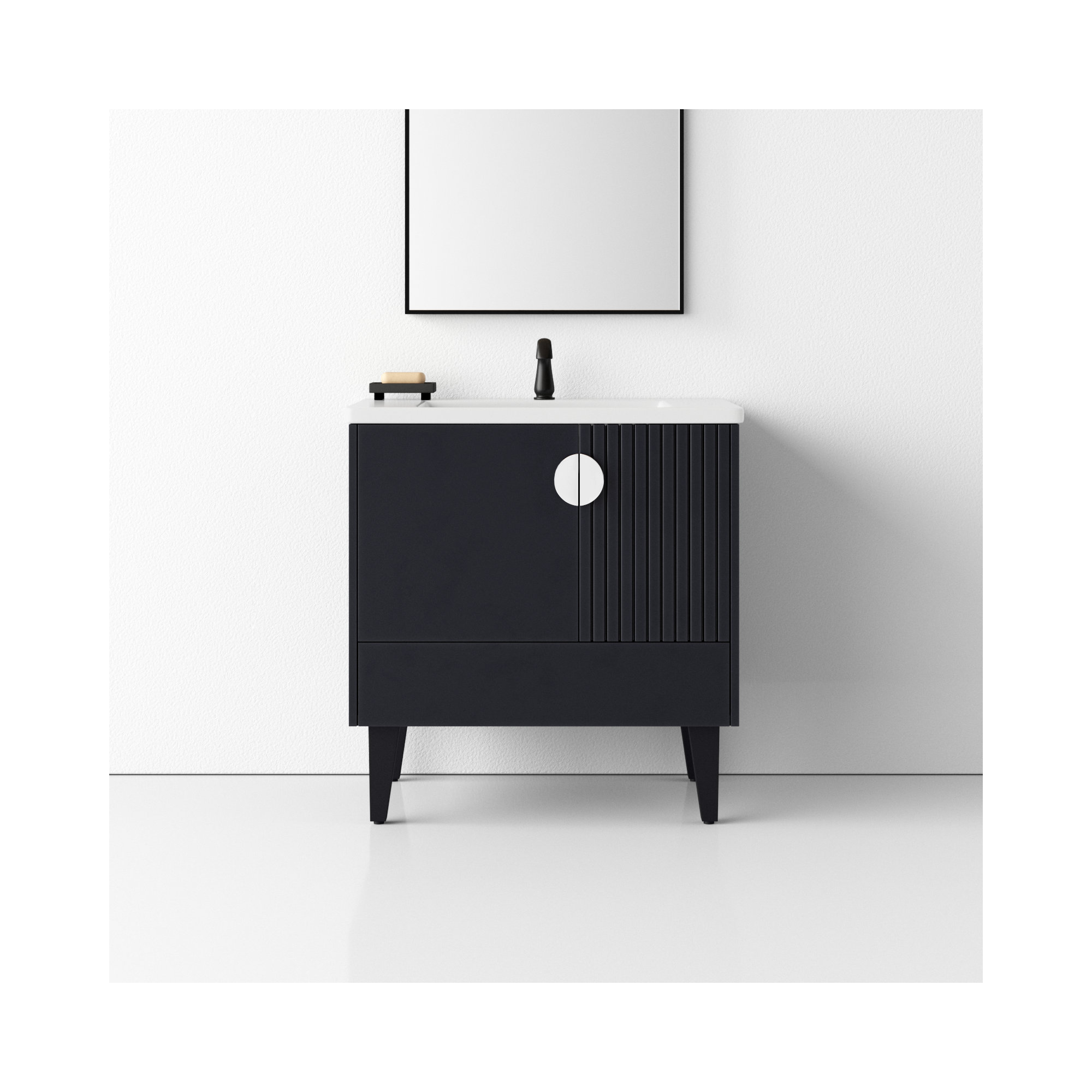 Saimah 30'' Single Bathroom Vanity, Black, Polished Chrome