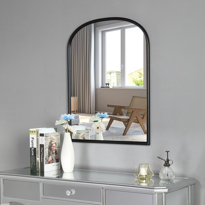 Miroir de salle de bain Bhavith, Noir, 40 po x 33,8 po