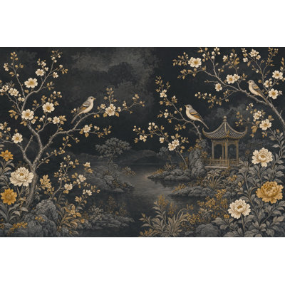 Papier peint paysage asiatique Pavillon de pagode, paysage asiatique