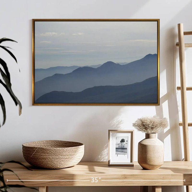 Foggy Mountain Range, 25" X 17", Floating Frame Gold