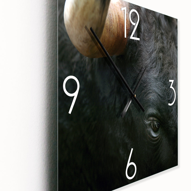 Fighting Bull Head Close-Up of Eye - Farmhouse Wall Clock, Small